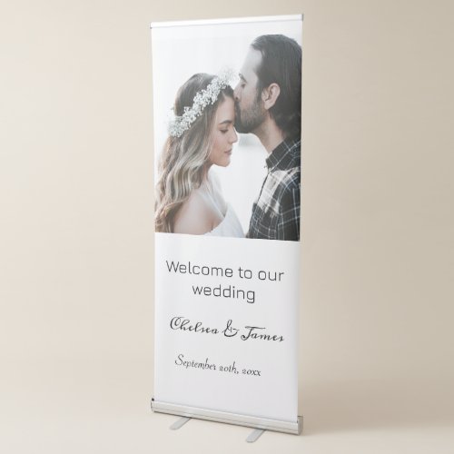 Elegant Calligraphy Photo Name Welcome Backdrop    Retractable Banner