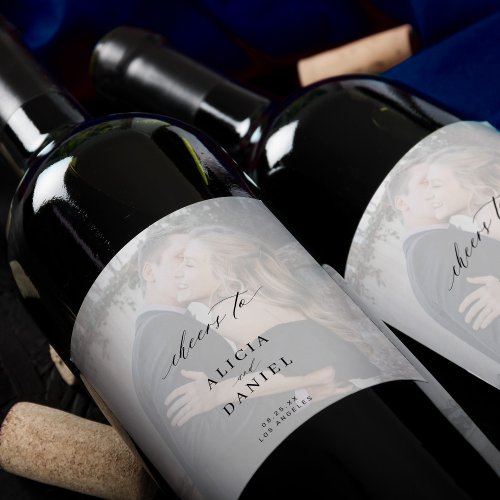 Elegant calligraphy photo overlay cheers wedding