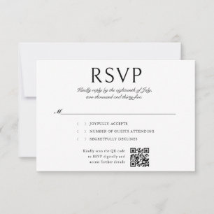Elegant Calligraphy Photo QR Code Wedding RSVP