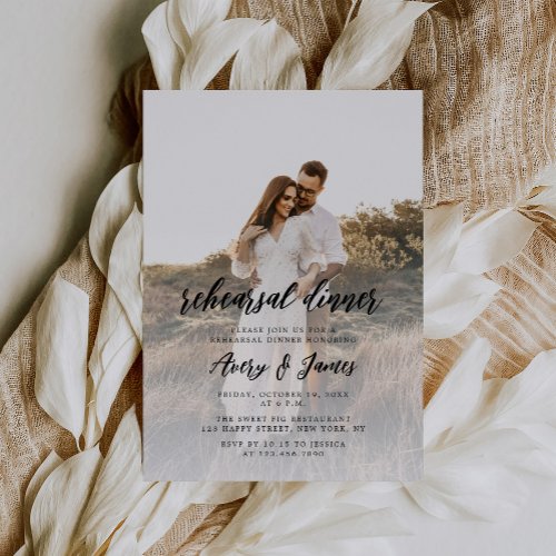 Elegant Calligraphy Photo Rehearsal Dinner