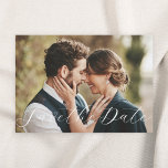 Elegant Calligraphy Photo Save the Date<br><div class="desc">Custom-designed wedding save the date card featuring simple design with elegant calligraphy.</div>