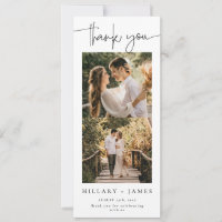 Elegant Calligraphy Photo Strip Thank you Card