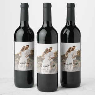 Elegant Calligraphy Photo The Night Before Wine Label