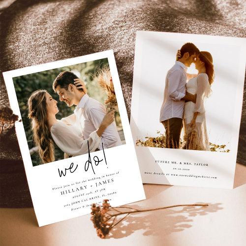 Elegant Calligraphy Photo We Do Wedding Invitation