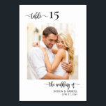 Elegant Calligraphy Photo Wedding Double Sided Table Number<br><div class="desc">Modern Elegant Calligraphy Script Wedding Table Numbers Double Sided with custom personalized photo. Help your guests easily find their way with these simple elegant double sided table number cards. Easily to add the numbers, photos, names and date! Features a pretty hand lettering calligraphy "the wedding of", "table" script and custom...</div>