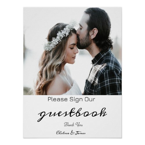 Elegant Calligraphy Photo Wedding Guestbook Sign 