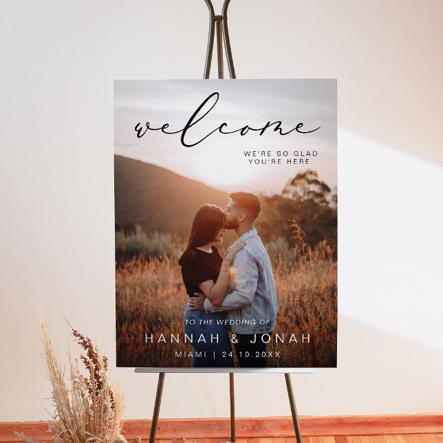Elegant Calligraphy Photo Wedding modern welcome Foam Board (Creator Uploaded)