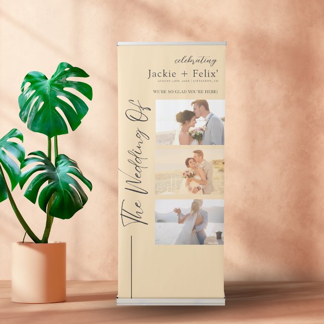 Elegant Calligraphy Photo Wedding Rustic Retractable Banner (Creator Uploaded)