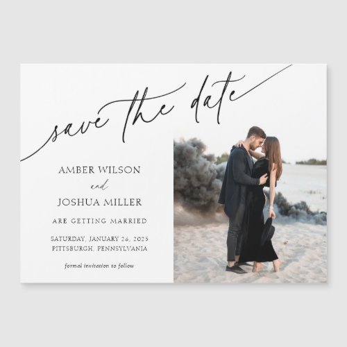 Elegant Calligraphy Photo Wedding Save the Date