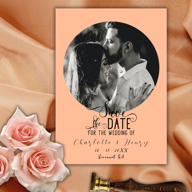 Elegant Calligraphy Photo Wedding Save The Date  (Creator Uploaded)