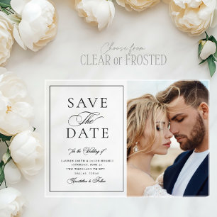 Elegant Calligraphy Photo Wedding Save the Date Acrylic Invitations