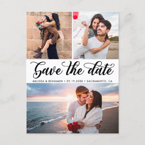 Elegant Calligraphy Photo Wedding Save The Date Announcement Postcard