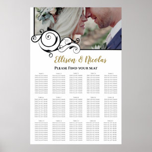 Elegant Calligraphy Photo Wedding Seating Chart