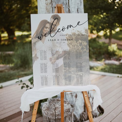 Elegant Calligraphy Photo Wedding Seating Chart Foam Board