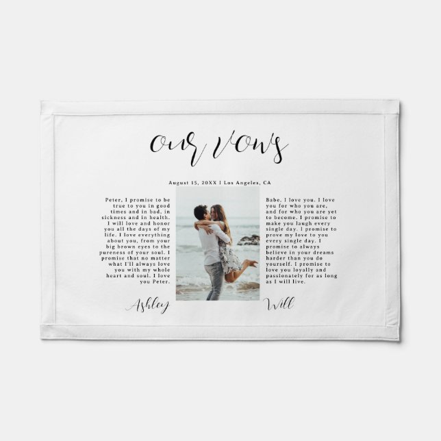 Elegant Calligraphy Photo Wedding Vow Pennant (Front)