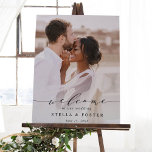 Elegant Calligraphy Photo Wedding Welcome Faux Canvas Print at Zazzle