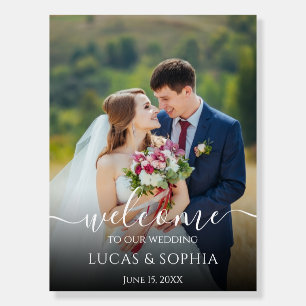 Elegant Calligraphy Photo Wedding Welcome Foam Boa Board