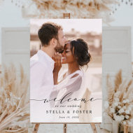 Elegant Calligraphy Photo Wedding Welcome Foam Board