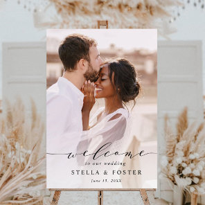 Elegant Calligraphy Photo Wedding Welcome Foam Board
