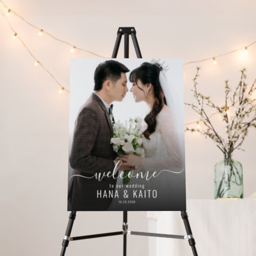 Elegant Calligraphy Photo Wedding Welcome Foam Board