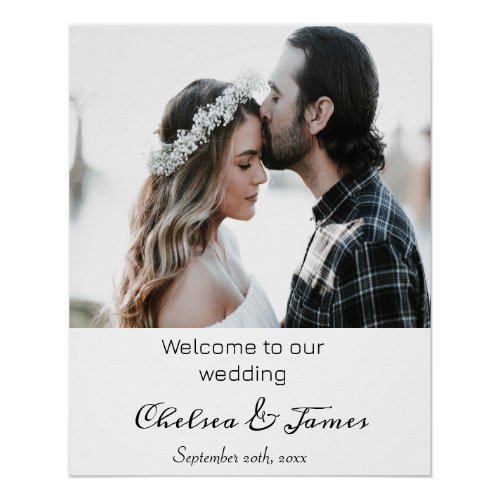 Elegant Calligraphy Photo Wedding Welcome  Poster