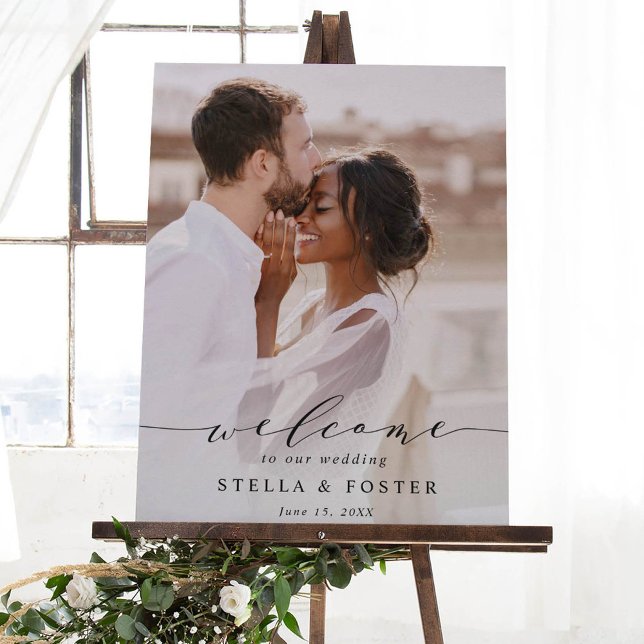 Elegant Calligraphy Photo Wedding Welcome Sign (Creator Uploaded)