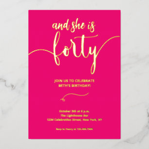 Elegant Calligraphy pink 40 BIRTHDAY CARD Invite