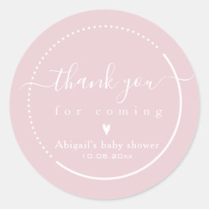 Elegant Calligraphy Pink Baby Shower Thank You Classic Round Sticker