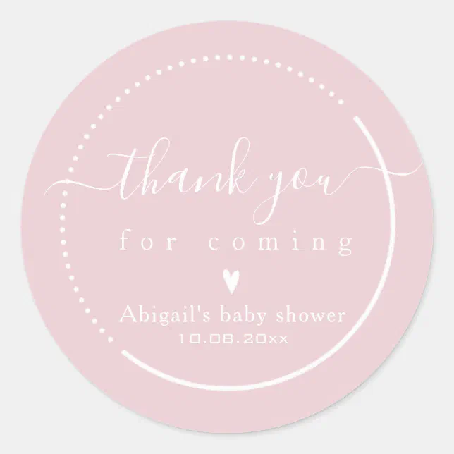 Elegant Calligraphy Pink Baby Shower Thank You Classic Round Sticker ...
