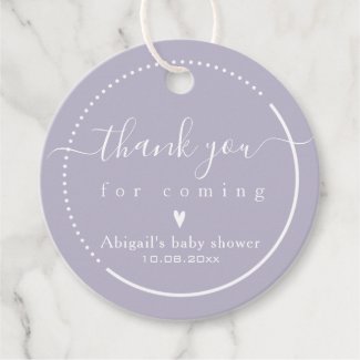 Elegant Calligraphy Pink Baby Shower Thank You Favor Tags