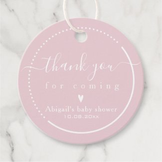 Elegant Calligraphy Pink Baby Shower Thank You Favor Tags