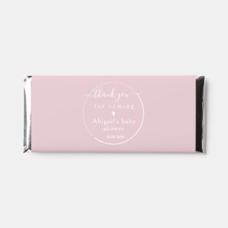 Elegant Calligraphy Pink Baby Shower Thank You Hershey Bar Favors