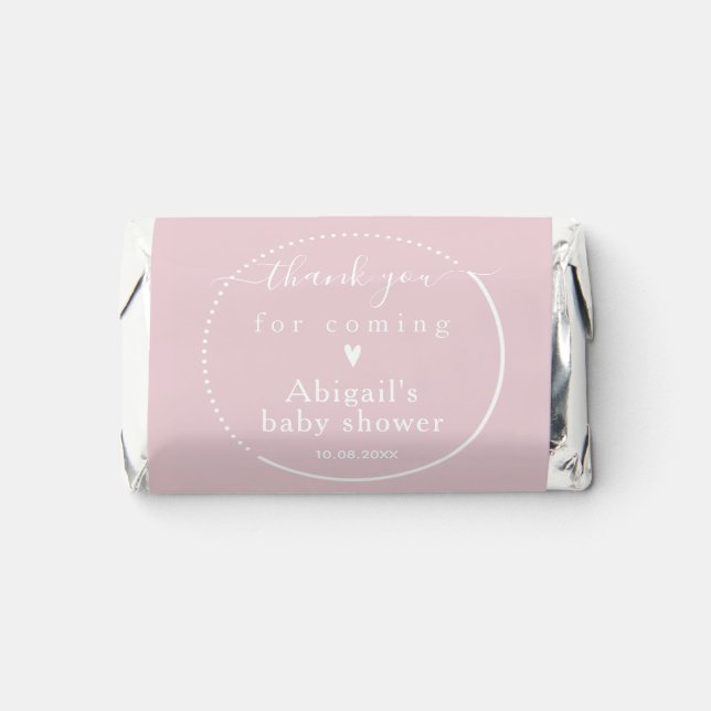 Elegant Calligraphy Pink Baby Shower Thank You Hershey's Miniatures (Front)