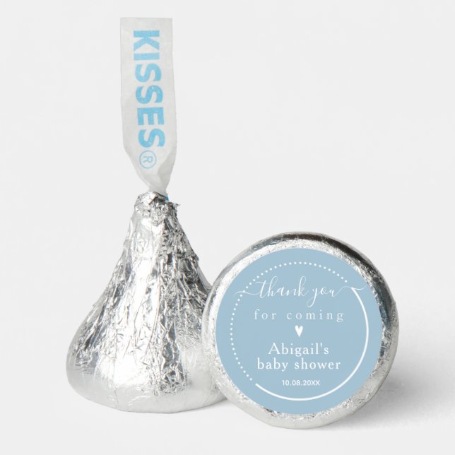 Elegant Calligraphy Pink Blue Shower 'Thank You' Hershey®'s Kisses® (Front)