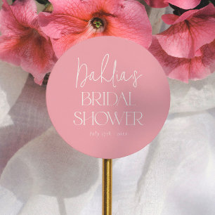 Elegant Calligraphy Pink Bridal Shower Favor Classic Round Sticker
