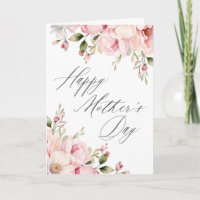 Elegant Calligraphy Pink Floral Mother's Day
