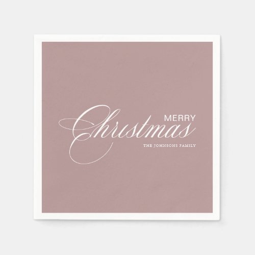 Elegant Calligraphy Pink Merry Christmas Napkins