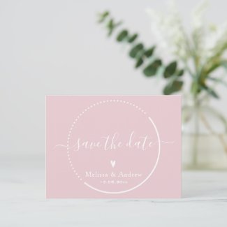 Elegant Calligraphy Pink Wedding Save the Date Postcard