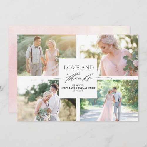 Elegant Calligraphy Pink Wedding Thank You Photo