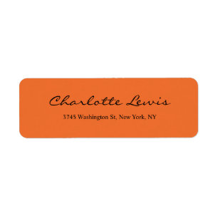 Elegant Calligraphy Plain Orange Legible Text Label