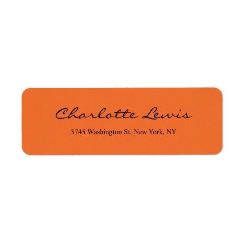 Elegant Calligraphy Plain Orange Legible Text Label