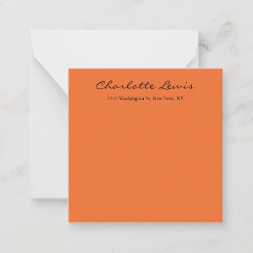 Elegant Calligraphy Plain Orange Legible Text Note Card
