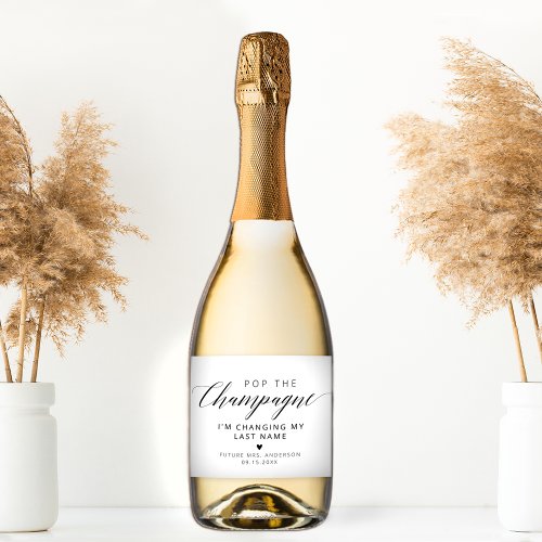 Elegant Calligraphy Pop The Champagne Sparkling Wine Label