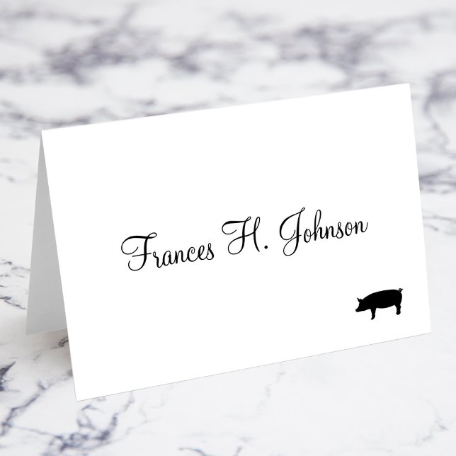Elegant Calligraphy Pork Entree Choice Place Cards (Elegant Calligraphy Pork Meal Choice Place Cards)