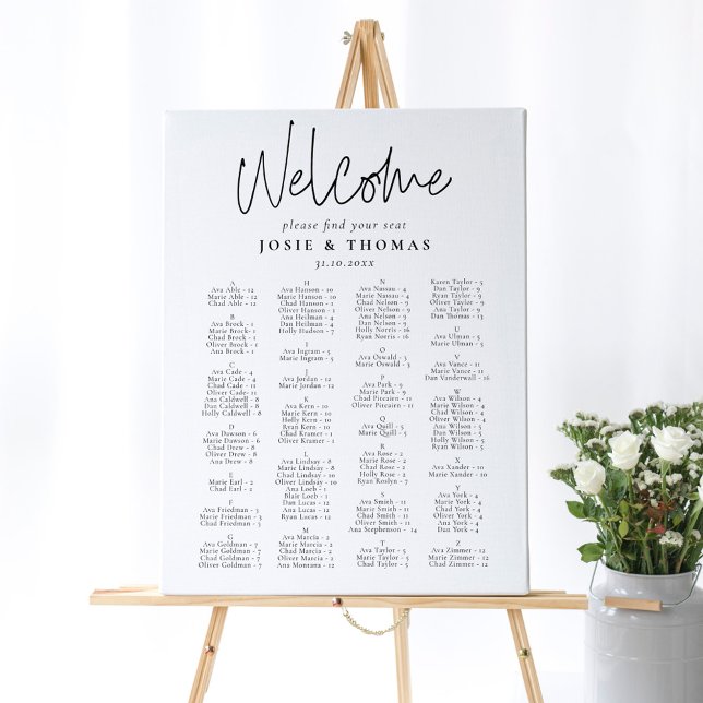Elegant Calligraphy Portrait Wedding Seating Plan Foam Board (Creator Uploaded)