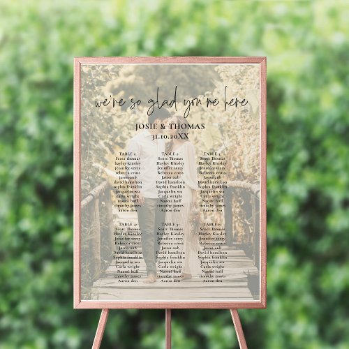 Elegant Calligraphy Portrait Wedding Seating Plan Foam Board