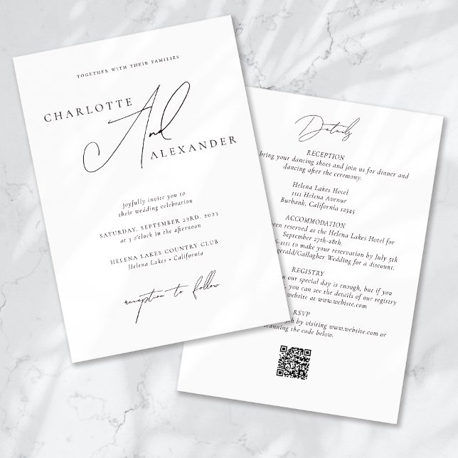Elegant Calligraphy QR Code All in One Wedding Invitation (Creator Uploaded)