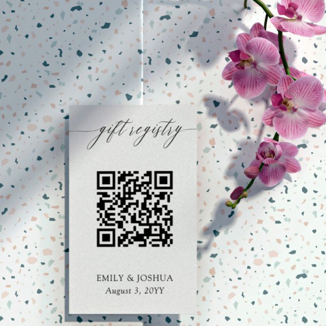 Elegant Calligraphy QR Code Gift Registry Enclosure Card (Creator Uploaded)