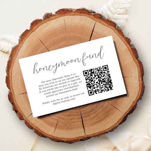 Elegant Calligraphy Qr Code Honeymoon Fund Enclosure Card
