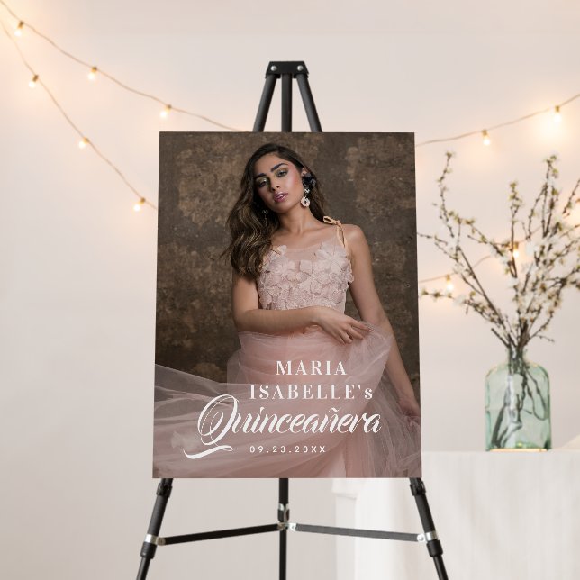 Elegant Calligraphy Quinceanera Party Sign (In Situ (Stand))